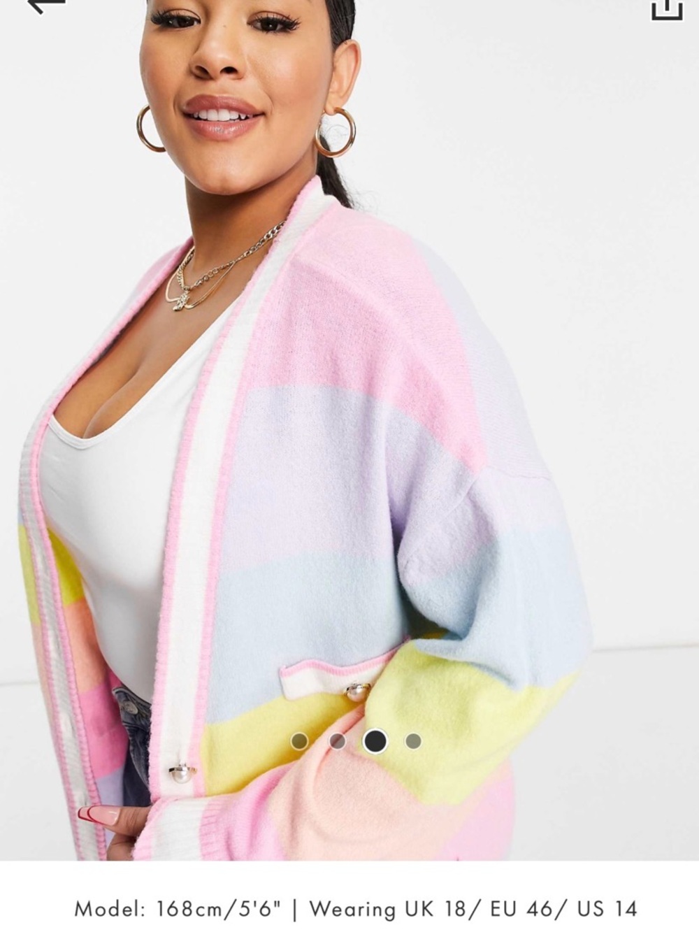River Island Pastel Stripe Cardigan in Pink, Lavender, Blue and Yellow